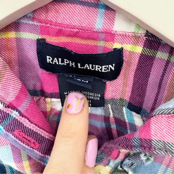Ralph Lauren Baby Girl Plaid Shirt w Ruffles - 12 months - Picture 4 of 6